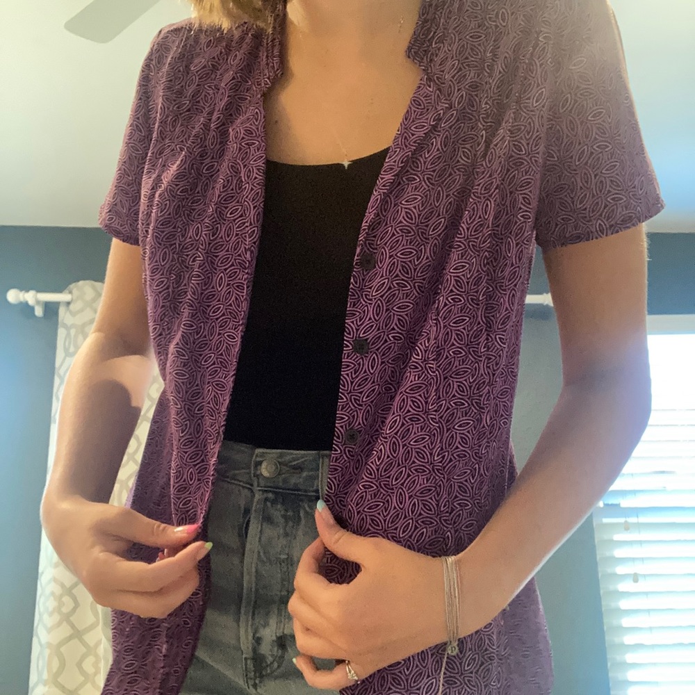 Cute purple patterned button up